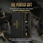 Personalized Black Fountain Pen with Gold Finish