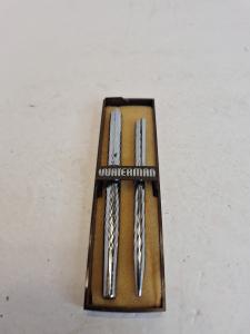 Waterman Vintage Chrome Silver Fountain & Ballpoint Set