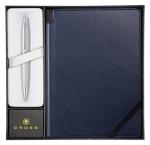 Cross Calais Satin Chrome Ballpoint Pen and Journal Gift Set