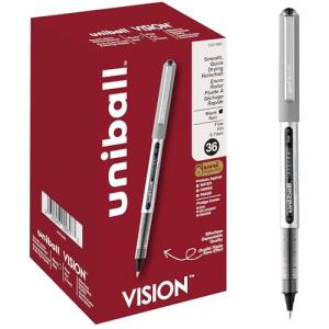 Uniball Vision Black Rollerball Pens - Pack of 36