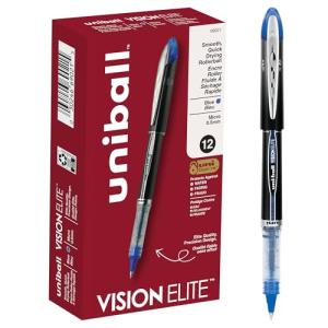 Uniball Vision Elite Blue Rollerball Pens, 12-Pack