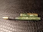 Vintage Striated Green Fountain Pen with Gold Nib