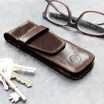 Maxwell Scott Italian Leather Dark Brown Pen Case