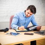 Elegant Leather Portfolio with Pen and Card Holders