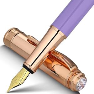 Elegant Purple Fountain Pen with 18K Gold Nib