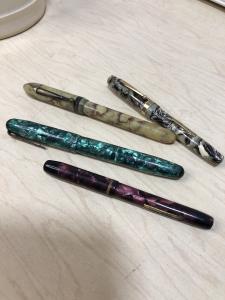 Vintage Fountain Pens Set: Green Mother of Pearl