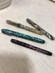 Vintage Fountain Pens Set: Green Mother of Pearl