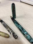 Vintage Fountain Pens Set: Green Mother of Pearl