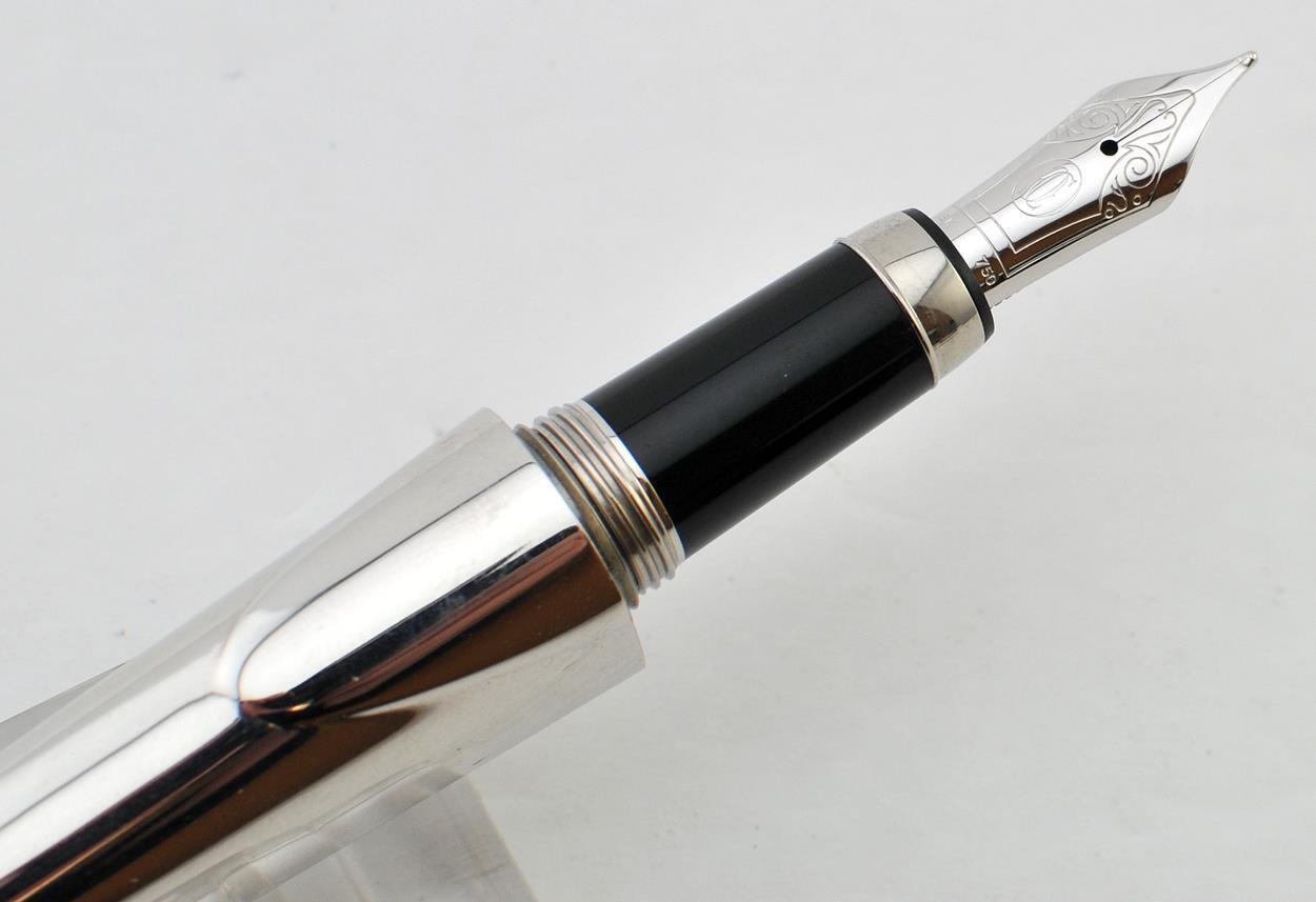 Cartier Panther Solid Silver Fountain Pen 18K Gold