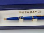 Vintage WATERMAN Retractable Blue Ballpoint Pen w/ Box France Port Of Rotterdam