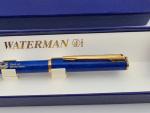 Vintage WATERMAN Retractable Blue Ballpoint Pen w/ Box France Port Of Rotterdam