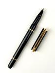 Vtg Waterman Fountain and Ball Point Pen Set Red & Black Gold Trim Leather Case!