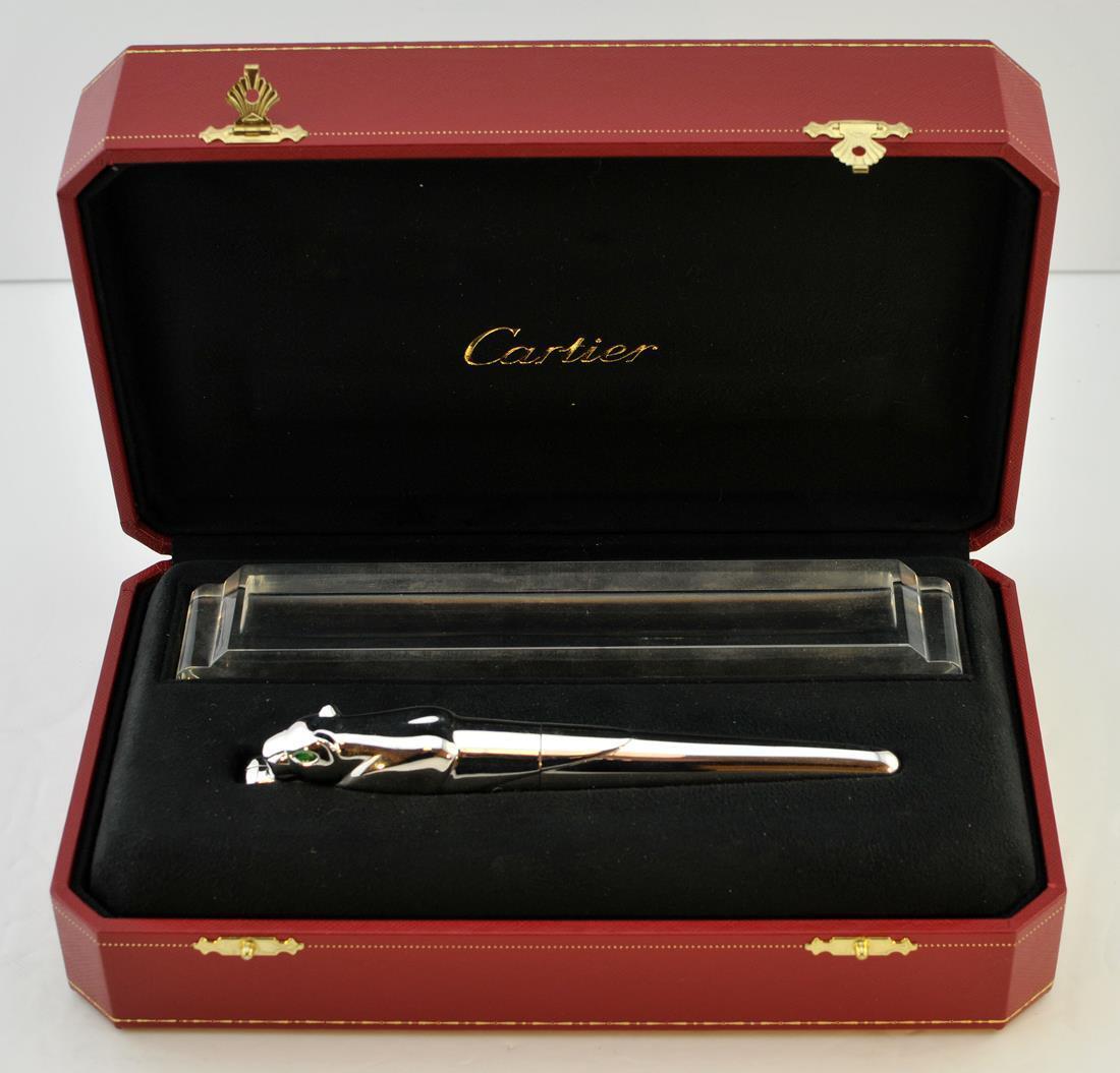 Cartier Panther Solid Silver Fountain Pen 18K Gold