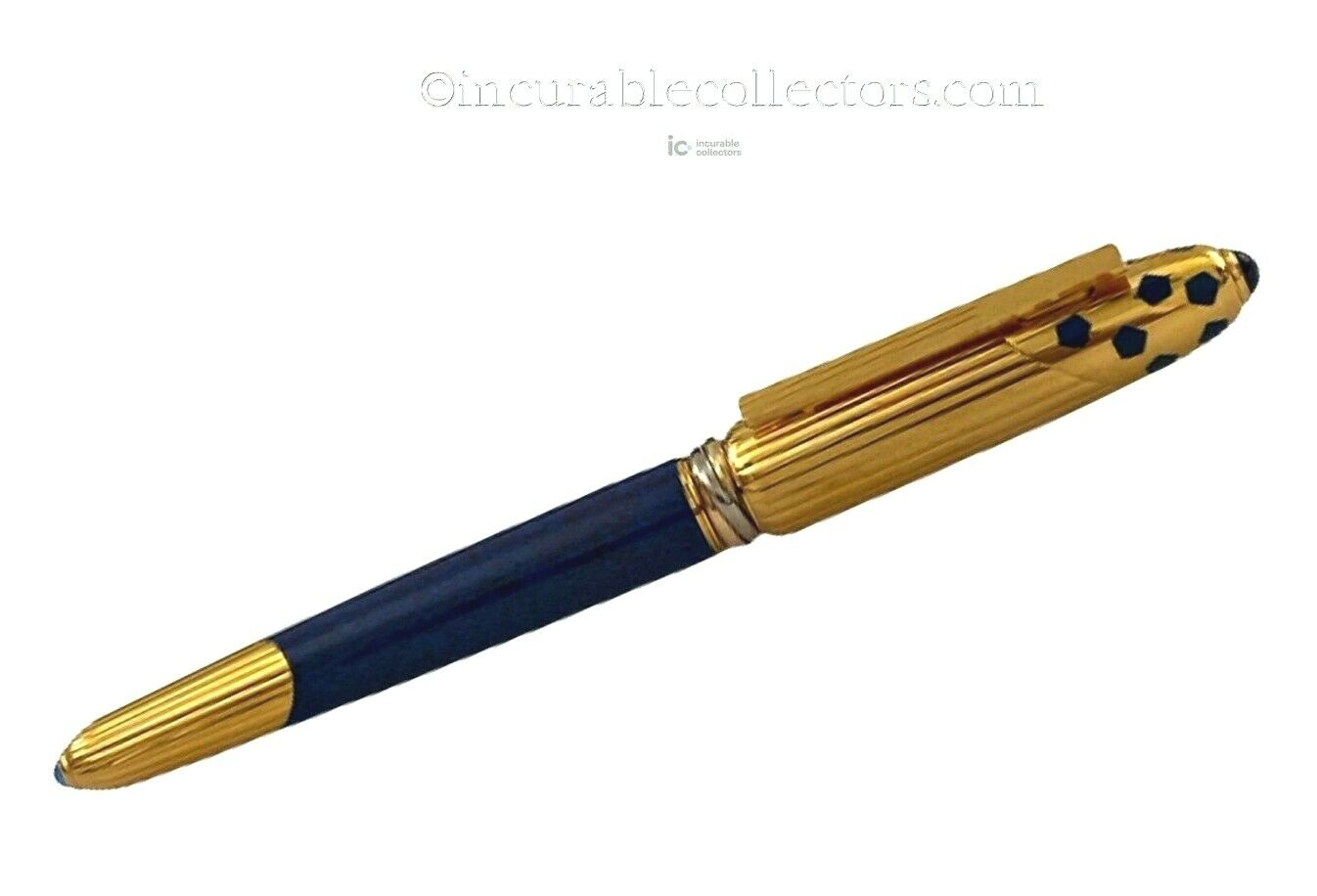 Vintage Cartier Blue Gold Fountain Pen from 1970s