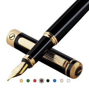 Scriveiner Luxury Fountain Pen - Black 24K Gold Finish
