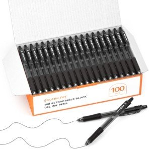 Shuttle Art 100-Pack Retractable Black Gel Pens