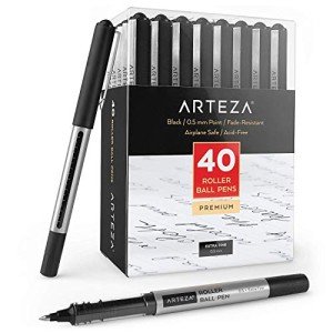 ARTEZA Liquid Ink Rollerball Pens - Black 40 Pack
