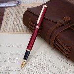 BEILUNER Luxurious Red Fountain Pen with Golden Nib