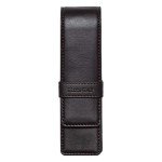 DiLoro Espresso Leather Double Pen Case Holder