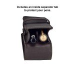 DiLoro Espresso Leather Double Pen Case Holder