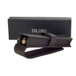 DiLoro Espresso Leather Double Pen Case Holder