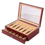 Luxury Wooden Pen Display Box with Lid - Red