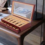 Luxury Wooden Pen Display Box with Lid - Red