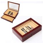 Luxury Wooden Pen Display Box with Lid - Red