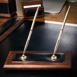 Dacasso Black and Walnut Leather Pen Holder