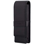 DiLoro Elegant Leather Triple Pen Case, Black