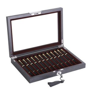 Elegant 12-Slot Wood Fountain Pen Display Case