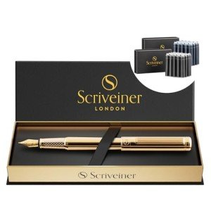 Elegant Gold Fountain Pen with Ink Cartridges Bundle