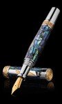 Rainmaker Blue Fountain Pen with Abalone & Gold