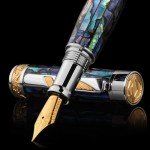 Rainmaker Blue Fountain Pen with Abalone & Gold