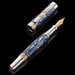 Rainmaker Blue Fountain Pen with Abalone & Gold
