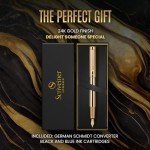 Elegant Gold Fountain Pen with Ink Cartridges Bundle