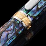 Rainmaker Blue Fountain Pen with Abalone & Gold