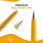 ZenZoi Yellow Ballpoint Pen – Refillable, Luxury Pen for Women, Men. Smooth Writing Premium Schmidt Ink Refills. Fancy, High End Pen Gift Set. Retractable, Professional, Journaling pen