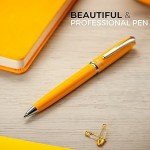 ZenZoi Yellow Ballpoint Pen – Refillable, Luxury Pen for Women, Men. Smooth Writing Premium Schmidt Ink Refills. Fancy, High End Pen Gift Set. Retractable, Professional, Journaling pen