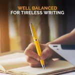 ZenZoi Yellow Ballpoint Pen – Refillable, Luxury Pen for Women, Men. Smooth Writing Premium Schmidt Ink Refills. Fancy, High End Pen Gift Set. Retractable, Professional, Journaling pen