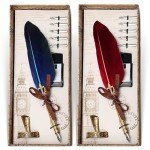 Elegant Feather Quill Pen and Ink Set