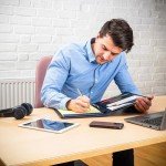 Elegant Leather Portfolio with Pen and Card Holders