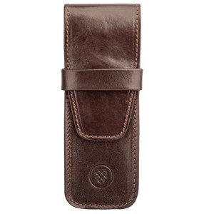 Maxwell Scott Italian Leather Dark Brown Pen Case