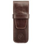 Maxwell Scott Italian Leather Dark Brown Pen Case