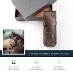 Maxwell Scott Italian Leather Dark Brown Pen Case
