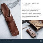 Maxwell Scott Italian Leather Dark Brown Pen Case