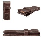 Maxwell Scott Italian Leather Dark Brown Pen Case