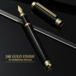 Stylish Black Lacquer Fountain Pen with Gold Accents