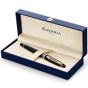 Waterman Expert Rollerball Pen - Gloss Black Gold Trim