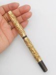 Golden Floral Carved Fountain Pen with 14K Nib